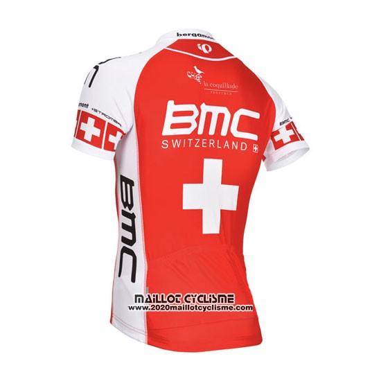 2014 Maillot Ciclismo BMC Champion Suisse Orange et Blanc Manches Courtes et Cuissard